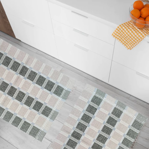 Kit Jogo Tapetes Tear Algodão Lava a Maquina (03ud) Dinamarca Verde Musgo