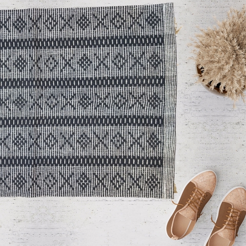 Tapete Tapetinho Tear Algodão 0,47x0,70m Campinas 1 Cor Preto