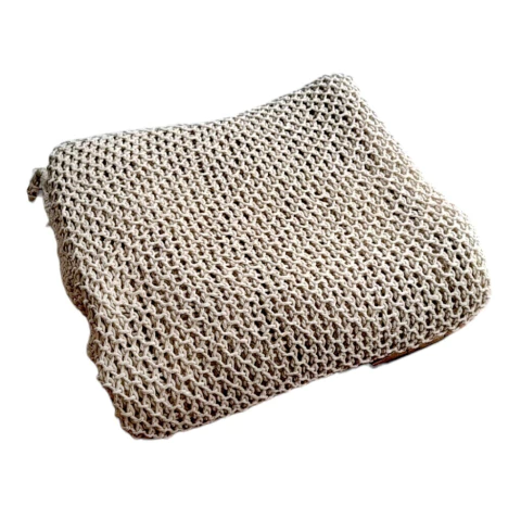 Manta Trico Charmosa Algodão c Franja 1,50X1,20m NATURAL