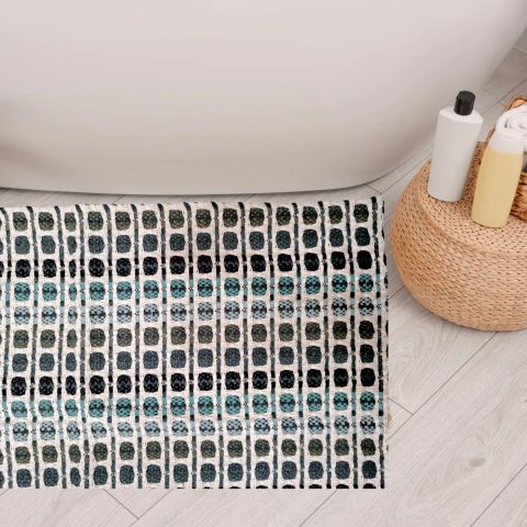 Tapete Tapetinho Tear Algodão 0,47x0,70m Suíça bolinhas Tons Verde