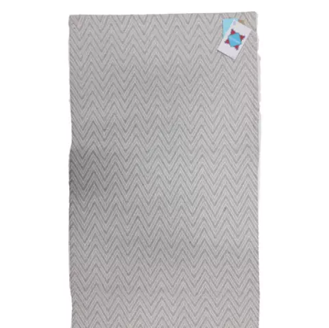 Tapete Tear Algodão Antiderrapante 0,45x0,65m Luna Chevron Cinza