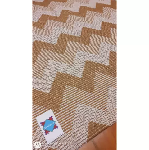 Tapete Tear Algodão 1mx1,40m Geometrico Luna 2 Caramelo