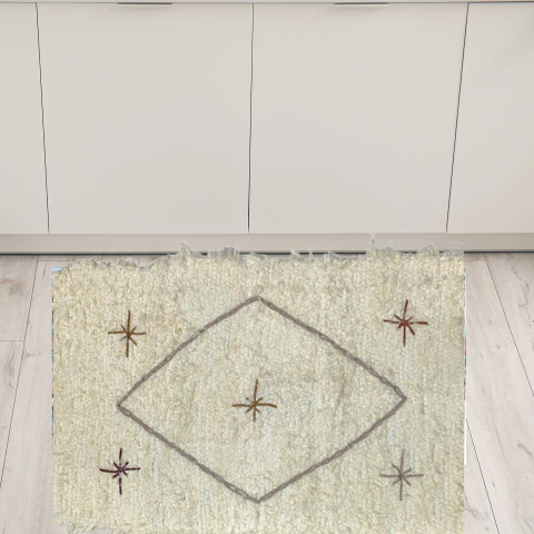 Tapete Tapetinho Tear Manual Algodão Pelo Alto 0,50x0,80m Bordado Boho