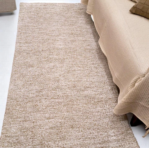 Tapete artesanal em tear Algodão Sala 1mx2m Pipa Mesclado Cru/Bege