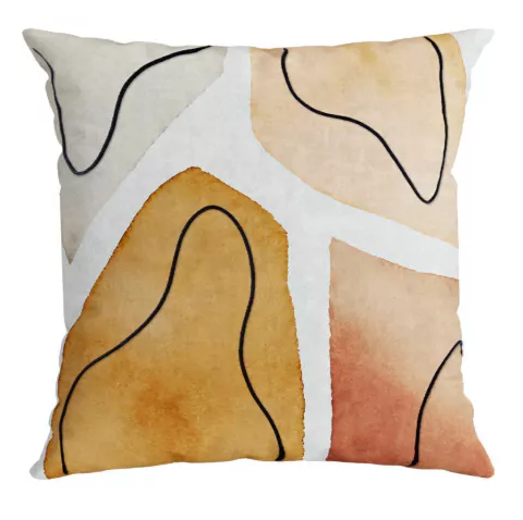 Capa 45x45 Bel Veludo Luxor 275 Organico Barbante e Aquarela Tons Terrosos