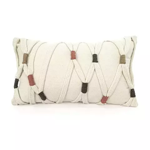 Almofada Retangular Rim 30x50cm Algodão Ponto Mágico Cru