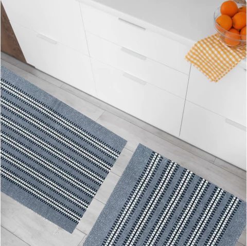 Kit Jogo Tapetes Tear Algodão Lava a Maquina (03ud) Passadeira Acre Cinza