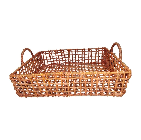 BANDEJA ARAMADO FIBRA PALHA 26X18X6CM LARANJA G