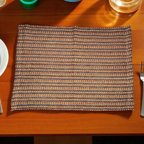 Jogo Americano Tear Algodão 6 lugares 45x32cm Madalena Arco Iris Vermelho