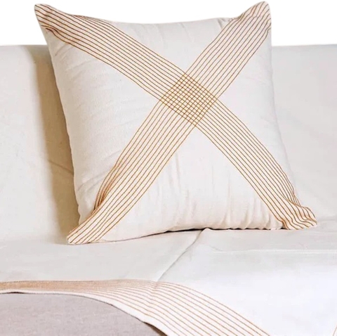 Capa Almofada 50x50cm Algodão Alagoas Bordado Terracota