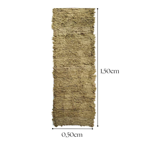 Tapete Passadeira Tear Manual Algodão Pelo Alto 0,50x1,50m Fluffy Colors Ocre Liso