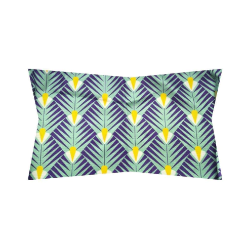 Almofada Retangular Estampa Exclusiva Veludo 30x50cm Coleção Cora Brasil 145 Amazonas Verde a Roxo