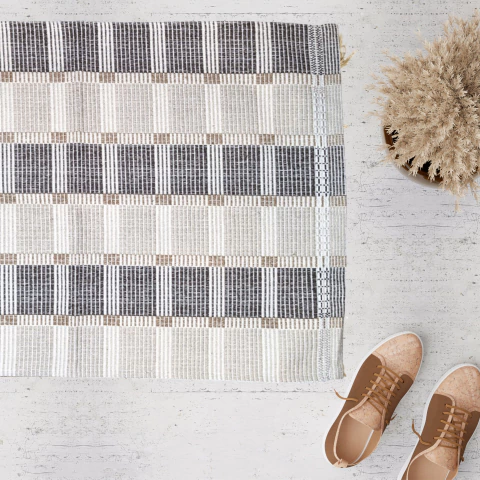 Tapete Tapetinho Tear Algodão 0,47x0,70m Dinamarca Bege e Rose