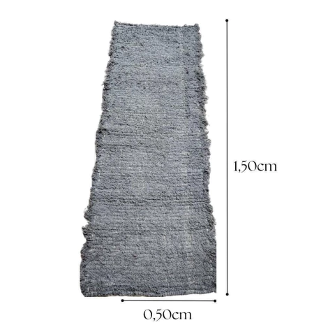 Tapete Passadeira Tear Manual Algodão Pelo Alto 0,50x1,50m Fluffy Colors Cinza Liso