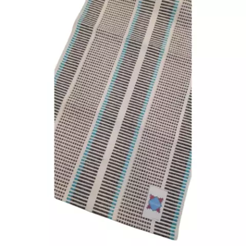 Tapete Tear Algodão 0,77mx1,40m Grécia Multicores Listrado Verde Água e Marrom