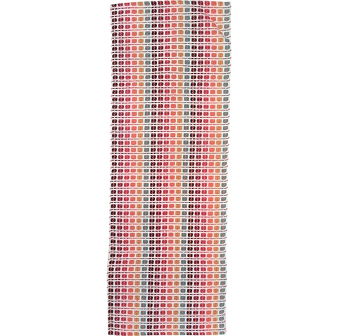 Tapete Passadeira Algodão 0,47x2m Suíça Bolinha Laranjão com Verde Agua, laranja e preto