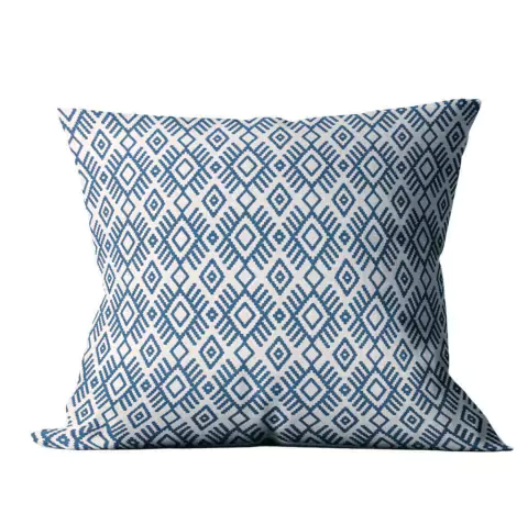 Capa 45x45cm Linho Algodão Cuzco Rupestre Simbolos Azul Marinho