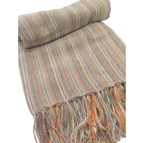 Manta 1,20 x 1,80m Tear Algodão Brisa Listrado Cores da Terra