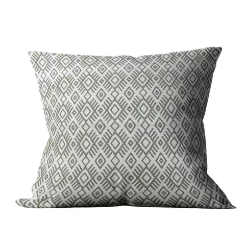 Capa Almofada 45x45cm Algodão Linho Geometrico Cuzco Verde Musgo