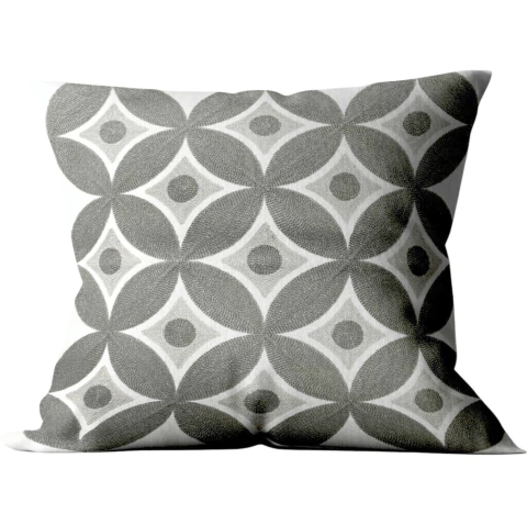 Capa Almofada Algodão Bordado 45x45cm Caleidoscopio Cinza