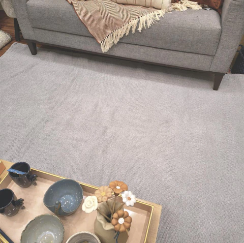 Tapete artesanal em tear Algodão Sala 1,5mx2m Pipa Cinza