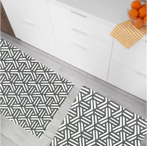 Kit Jogo Tapetes Tear Algodão Lava a Maquina (03ud) Passadeira Algodão Firenze Cinza - comprar online