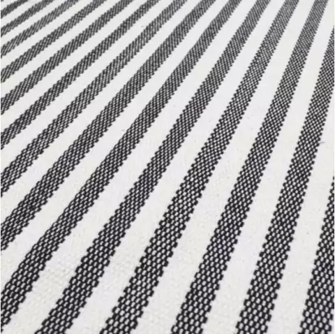 Tapetinho Tear Algodão Antiderrapante 0,45x0,65m LISTRADO PRETO/CRU