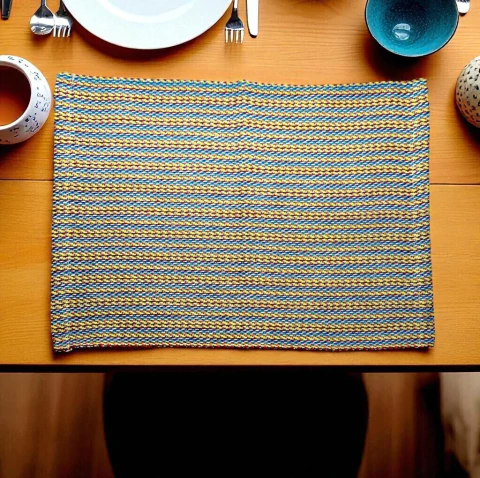 Jogo Americano Tear Algodão 6 lugares 45x32cm Madalena AZUL