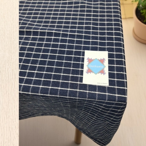 Tolha de mesa Algodão Tear Quadrada 2,10x2,10m Azul Quadriculado