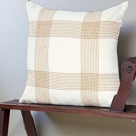 Capa de Almofada 50x50cm Algodão Alagoas Jogo Bordado Terracota