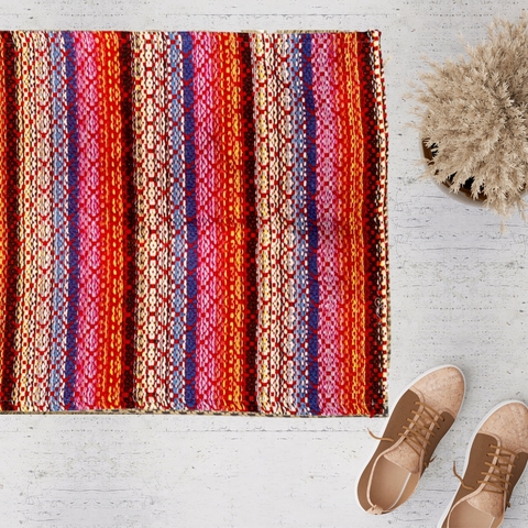 Tapete Tapetinho Tear Algodão 0,47x0,70m Alagoas Colorido Vermelho