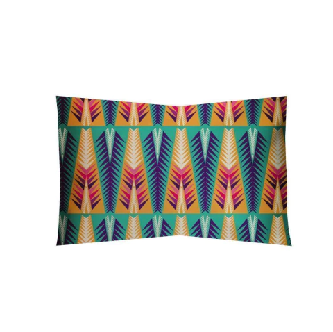 Almofada Retangular Estampa Exclusiva Veludo 30x50cm Cora Brasil 142 Indigena Amarelo e Roxo