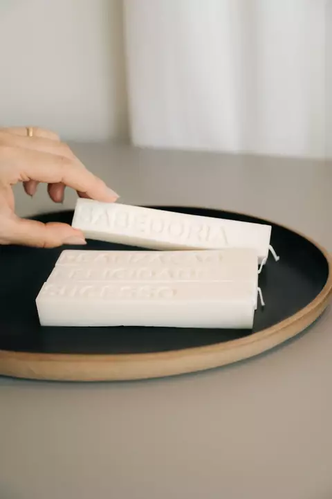 Par Vela em Cera Vegetal Palavras Desejo Variados