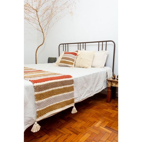 Peseira Algodão 2,5x0,55m Faixas Tons Terrosos