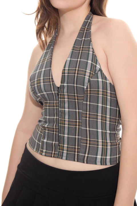 TOP AROA CUADROS GREEN