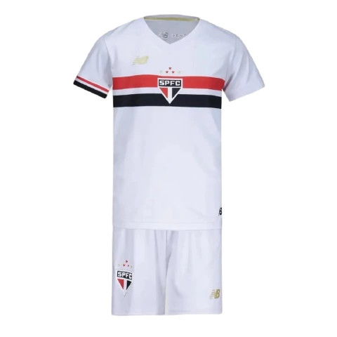 Kit Infantil São Paulo 2025 Branco Uniforme 1 NB Original