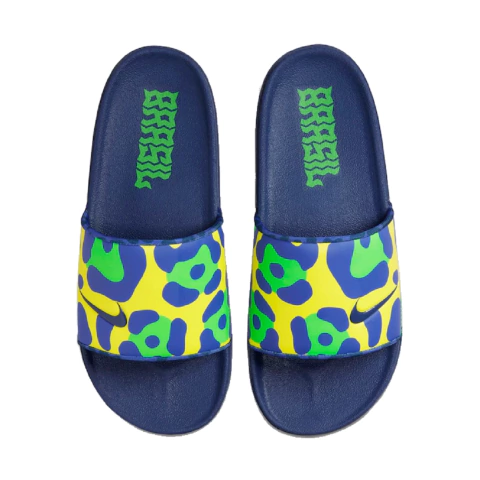 Chinelo Nike Offcourt Brasil Azul e Verde Original