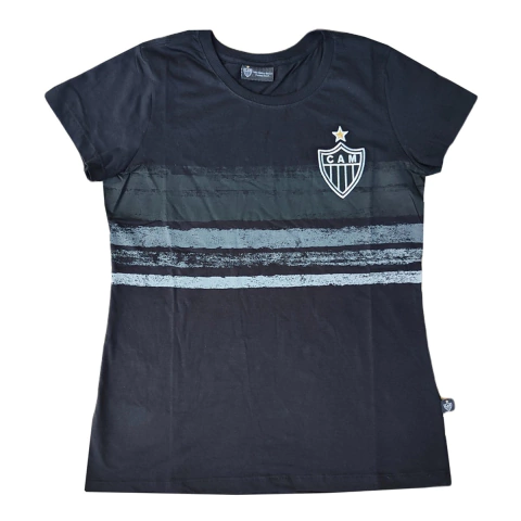 Camiseta Feminina Atlético Mineiro Baby Look Preta Licenciada Surf Center