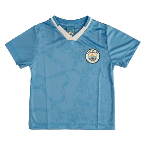 Camiseta Infantil Juvenil Manchester City Azul Lacashire Licenciada Braziline