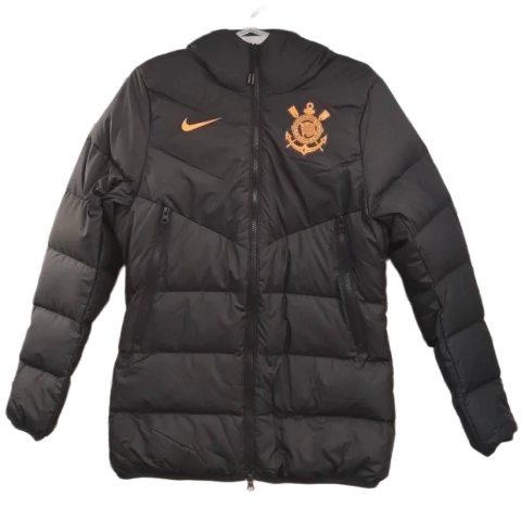 Jaqueta Corinthians Puffer Preto e Laranja Nike Original