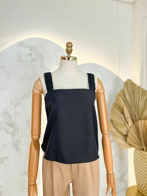 Blusa alça Rugas - Preto