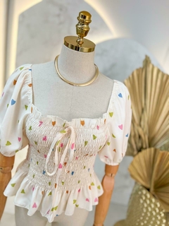 Blusa Coração Colors - Branca