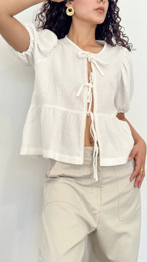 Camisa Lazos blanca - comprar online