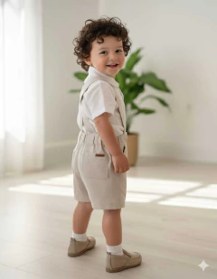 Bermuda de Lino Beige con Tirador