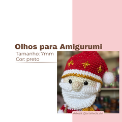 Olhos para Amigurumi 7mm - PRETO - 50 pares