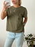 Remera algodón amplia manga rebatible frente con strass Amiens - BENKA