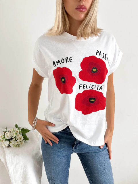 Remera amplia manga rebatible Amore passion - comprar online