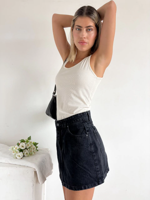 Pollera jean negra Arendal - comprar online