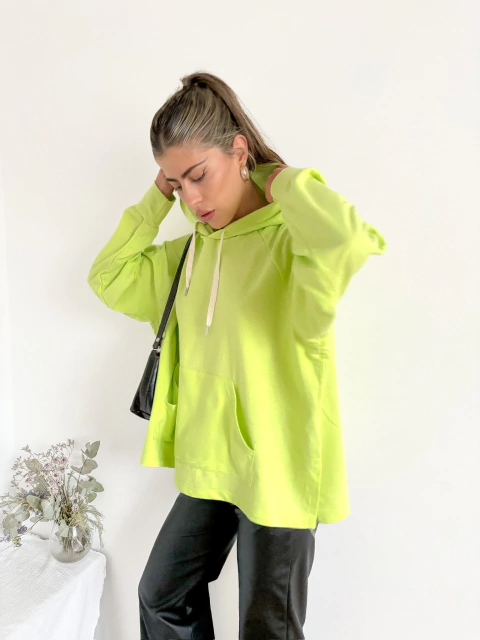 Buzo rustico amplio manga ranglan con bolsillo canguro y tajos Canopus - comprar online