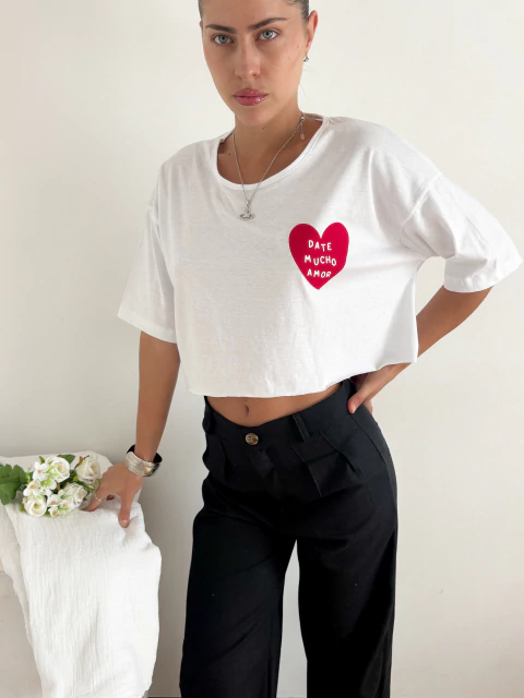 Remera oversize de algodón con terminación al corte Datemuch - comprar online